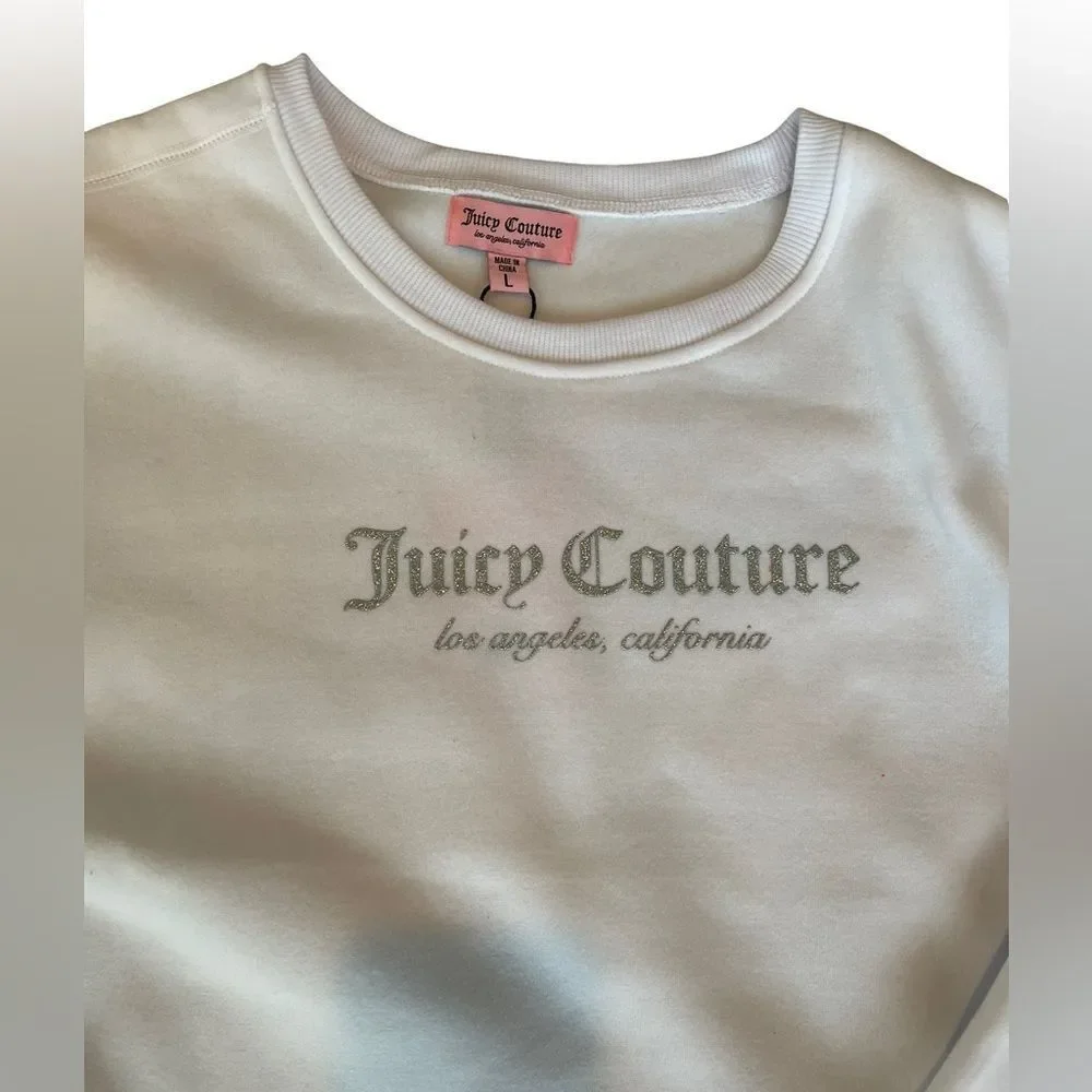 Juicy Couture Two piece fleece short set. Long sleeve with Juicy Logo